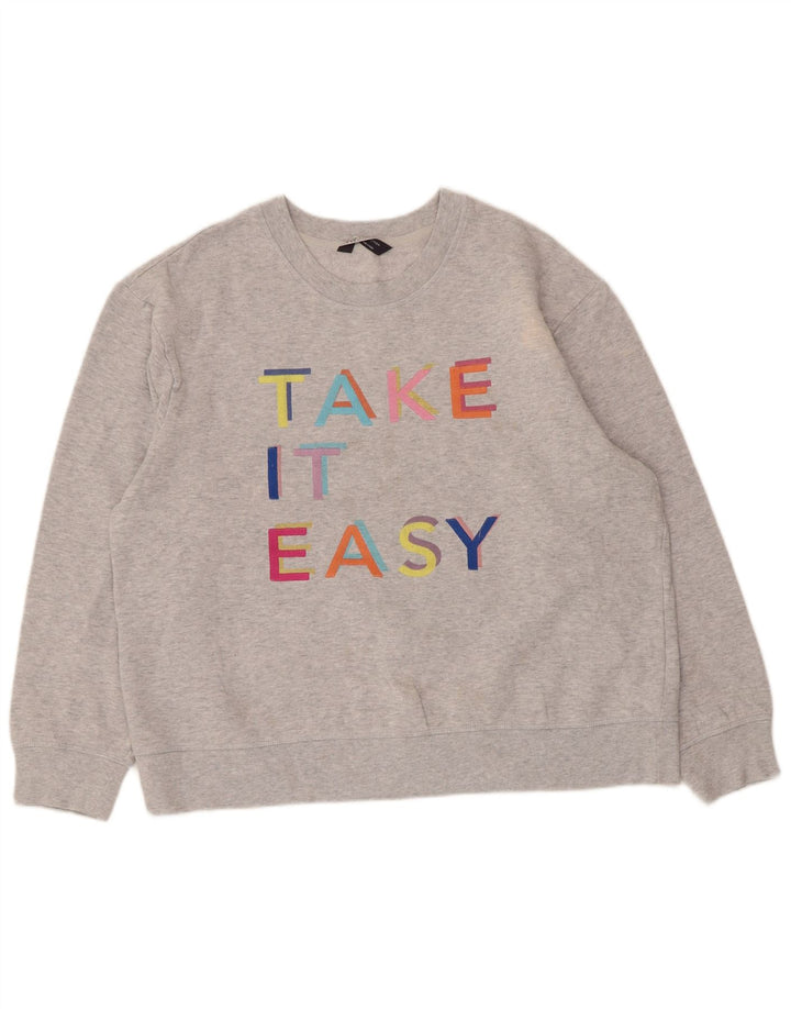 Marks & Spencer Sweat-shirt graphique pour femme UK 16 Grand coton gris