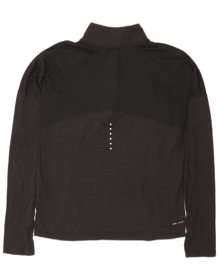 NIKE Haut de survêtement Dri Fit à col zippé pour femme UK 10 Small Noir