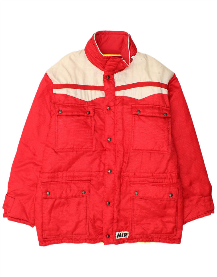 vintage Mens Rembourré Manteau UK 40 Grand Colorblock Rouge