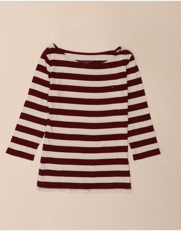 Tommy Hilfiger Haut régulier à manches 3/4 pour femme UK 8 Petit rayé blanc