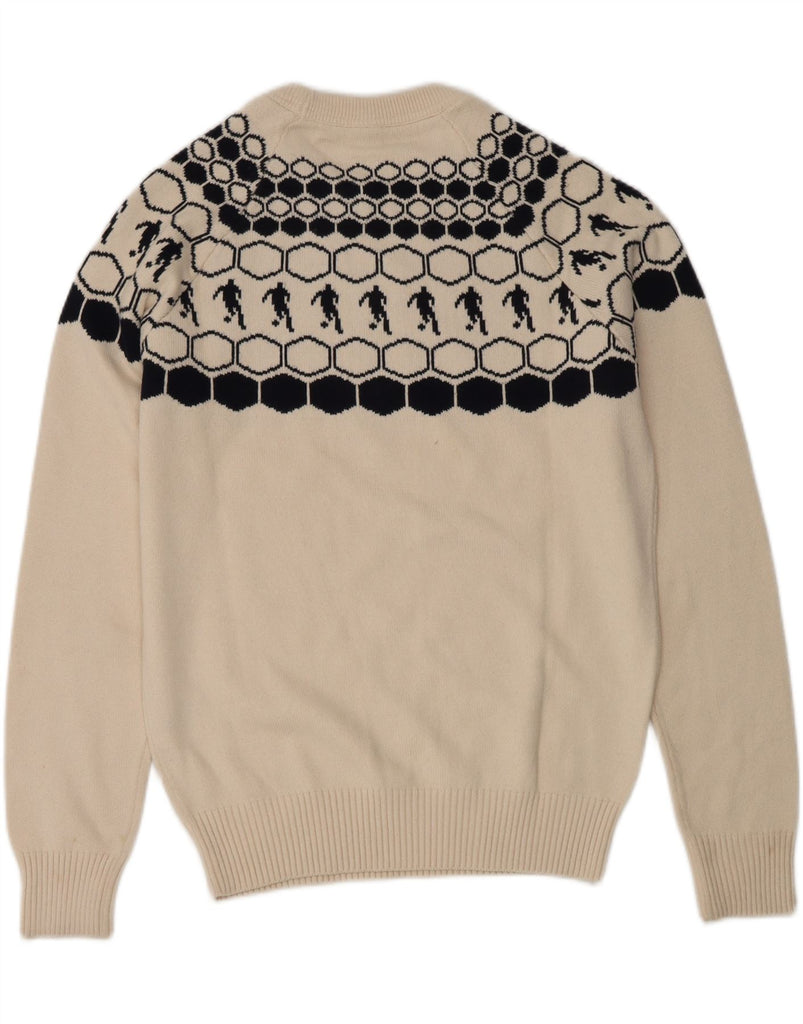 BIKKEMBERGS Mens Crew Neck Jumper Sweater Medium Beige Camouflage Acrylic Vintage Bikkembergs and Second-Hand Bikkembergs from Messina Hembry 