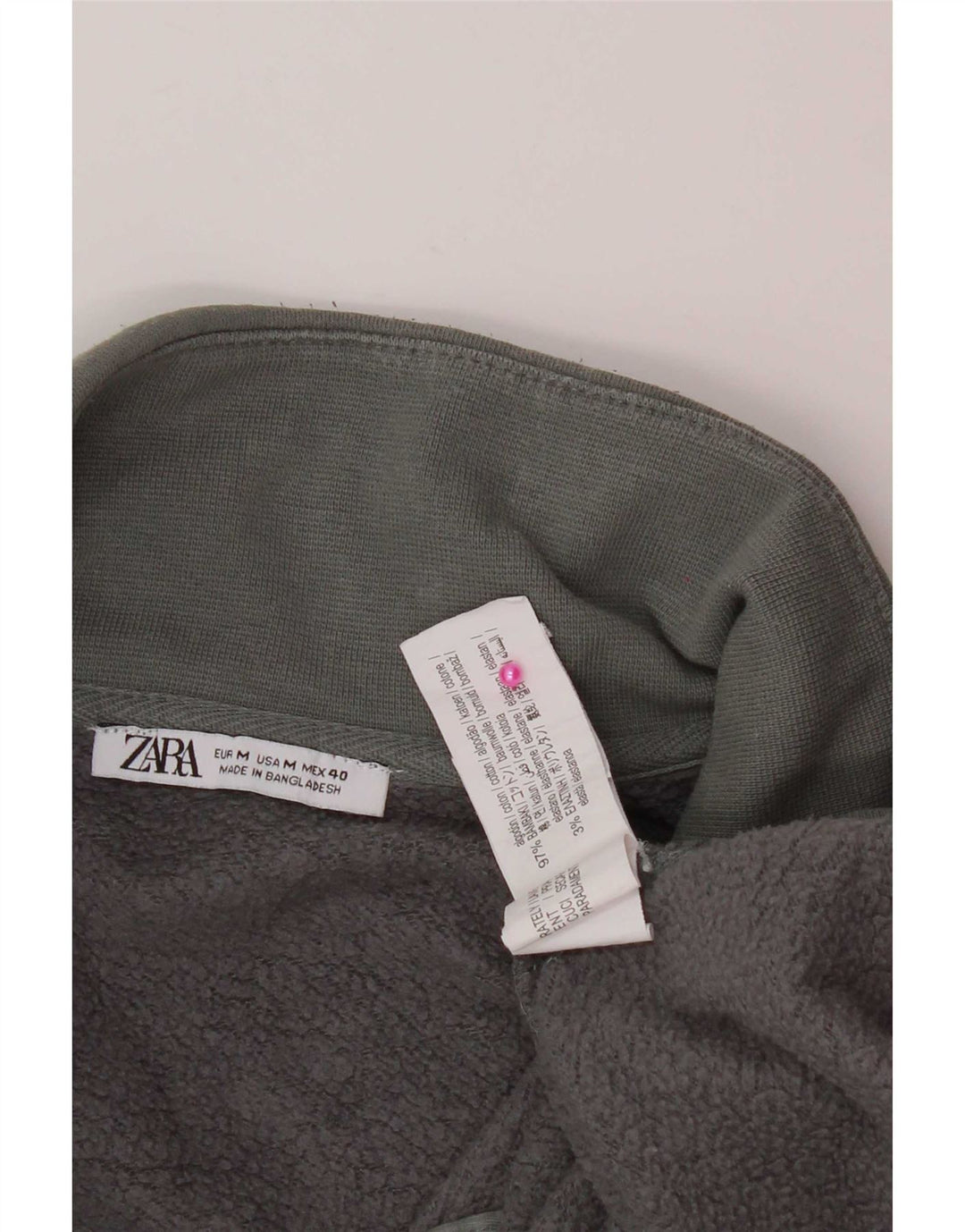 Zara Sweat-shirt à col zippé pour homme Gris moyen Coton