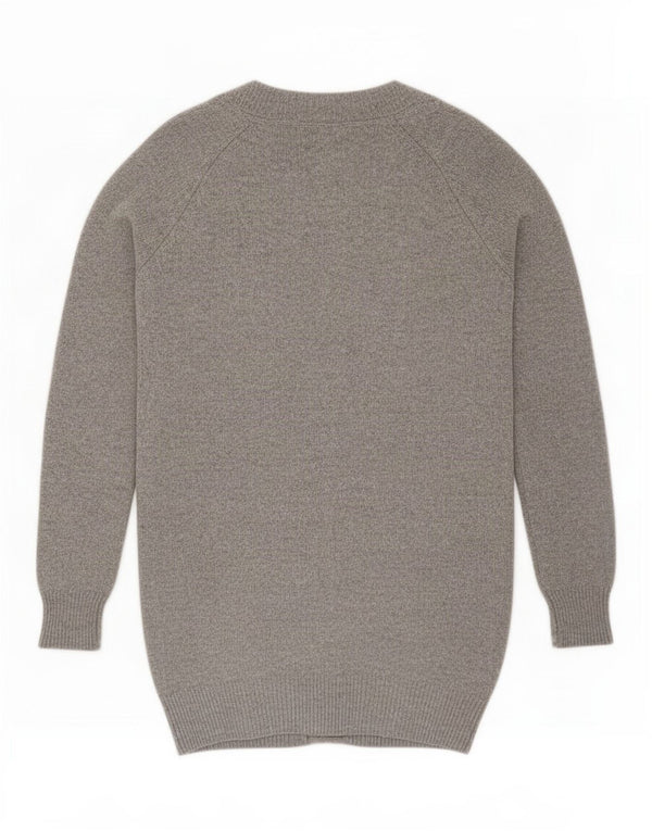 Massimo Dutti Pull Cardigan Femme UK 16 Grande Laine Grise