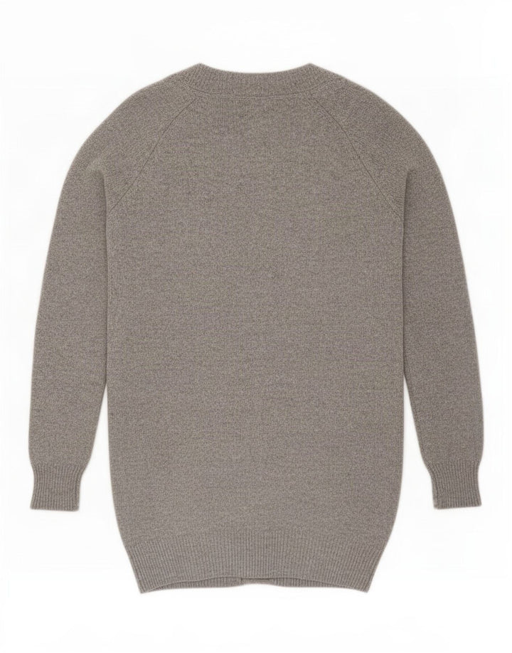 Massimo Dutti Pull Cardigan Femme UK 16 Grande Laine Grise