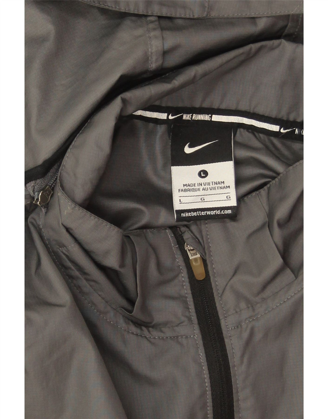 Nike Veste de pluie à capuche pour femme UK 16 Large Gris Colorblock Polyester