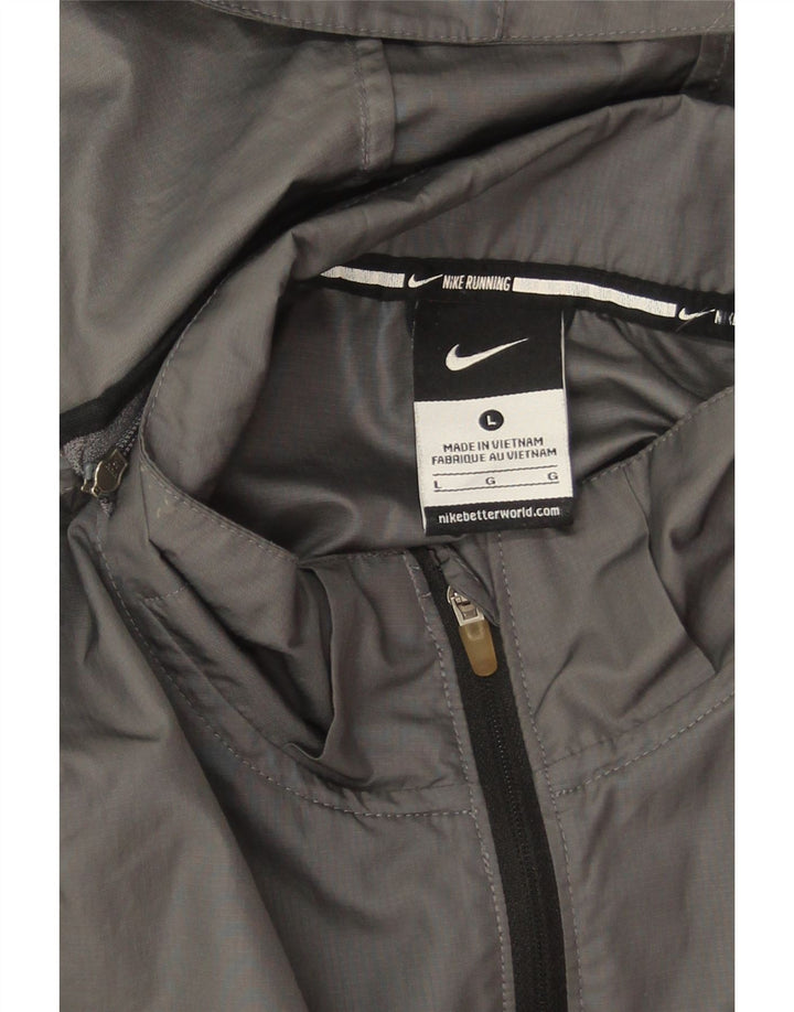 Nike Veste de pluie à capuche pour femme UK 16 Large Gris Colorblock Polyester