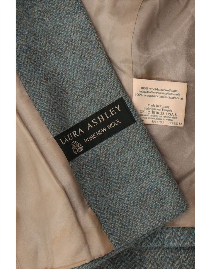 LAURA ASHLEY Veste blazer courte à 3 boutons pour femme UK 12 Laine bleu moyen