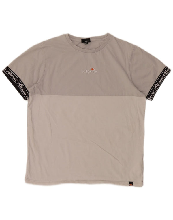 Ellesse T-Shirt Graphique Homme Gris Moyen Colourblock Coton