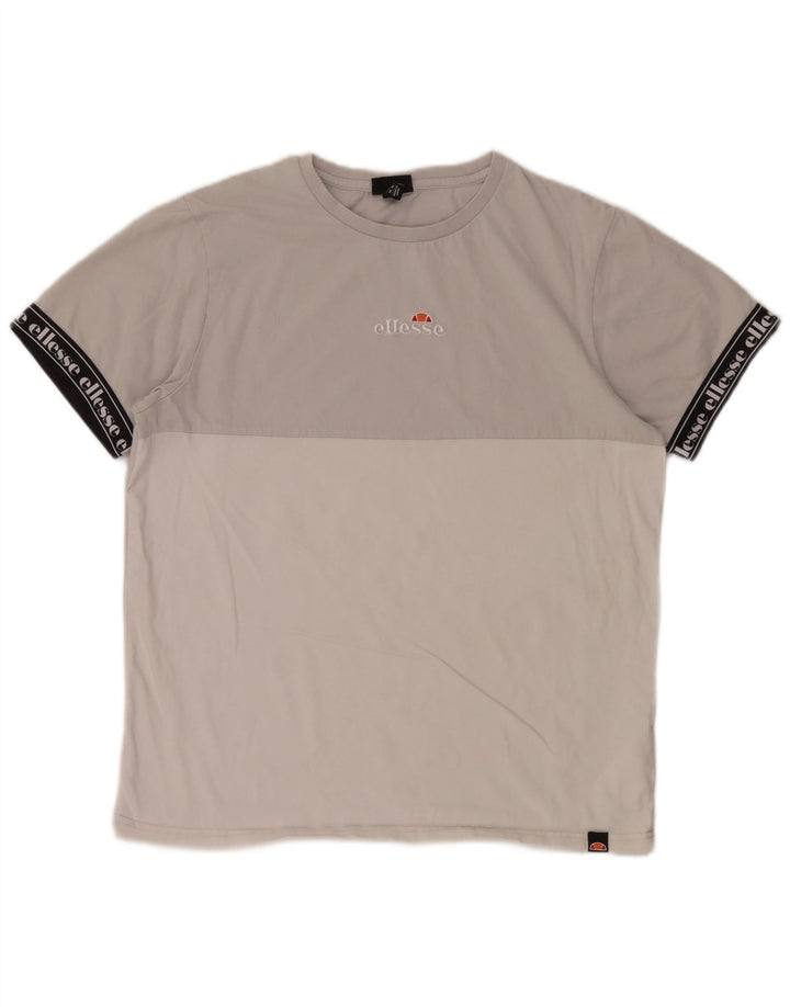 Ellesse T-Shirt Graphique Homme Gris Moyen Colourblock Coton