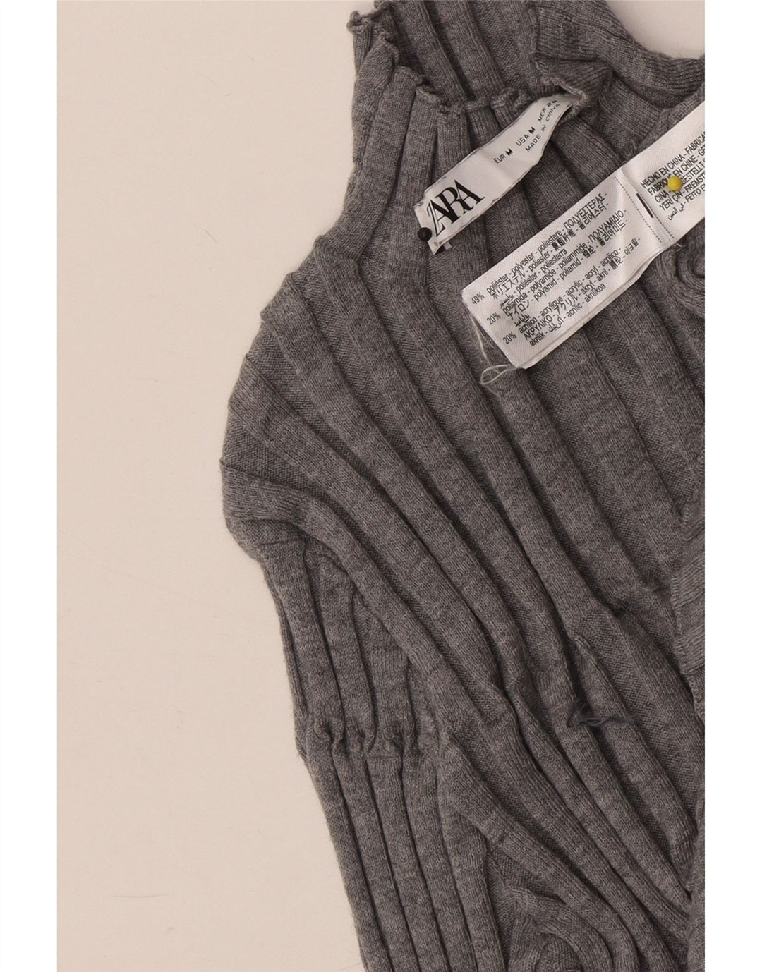 Zara Pull col roulé pour femme UK 12 Gris moyen Polyester