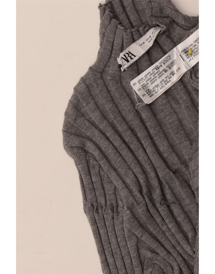 Zara Pull col roulé pour femme UK 12 Gris moyen Polyester