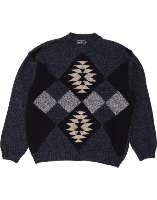 DANIEL HECHTER Mens Crew Neck Jumper Sweater IT 50 Medium Navy Blue