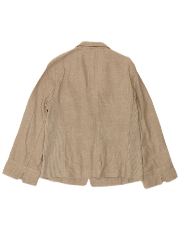 Paolo Tonali Veste blazer 1 bouton pour femme UK 12 Lin beige moyen