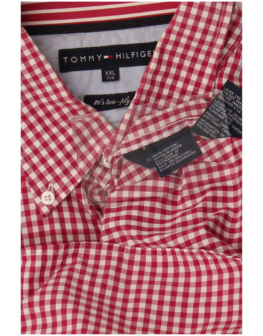 Tommy Hilfiger Chemise Homme 2XL Rouge Vichy Coton
