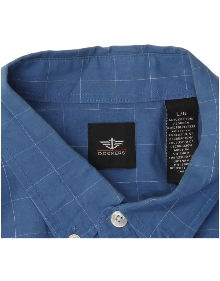 Dockers Chemise à Carreaux Homme Grand Carreau Bleu Coton