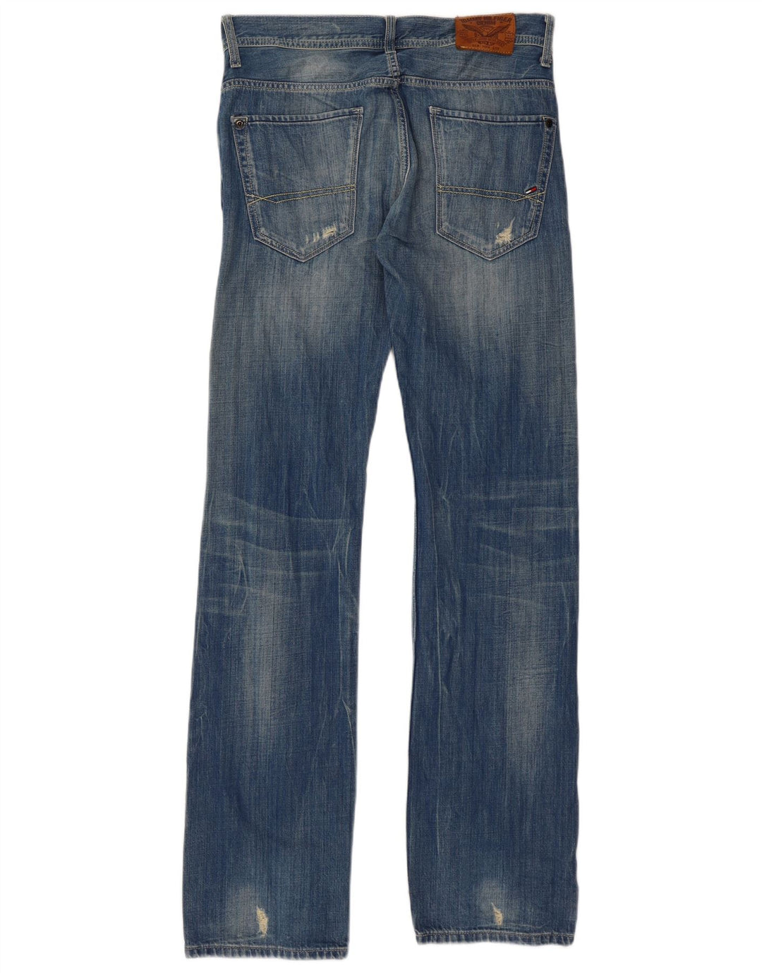Tommy Hilfiger Jean droit vieilli pour homme W32 L34 Bleu