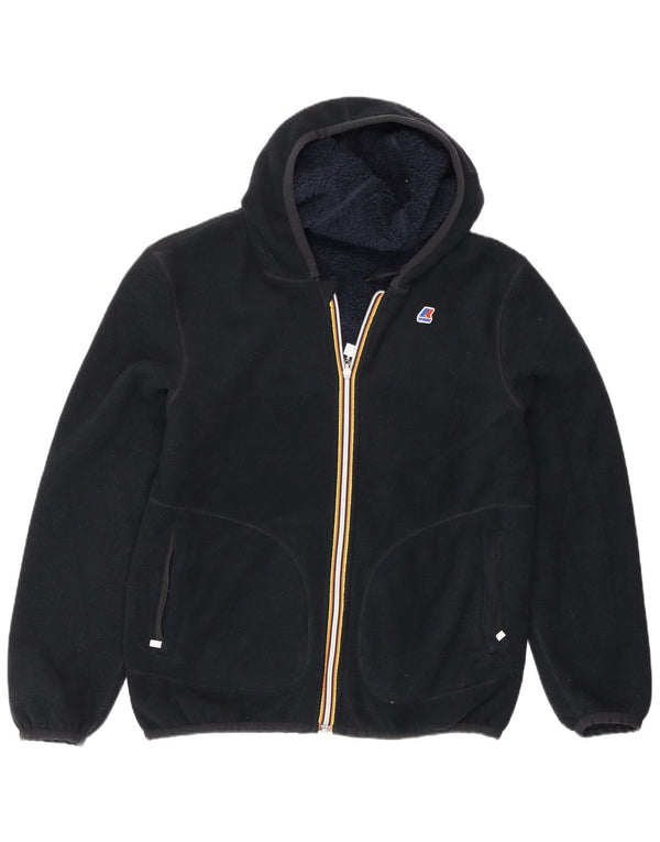K-Way Veste polaire réversible à capuche pour homme UK 40 Large Bleu marine Polyester