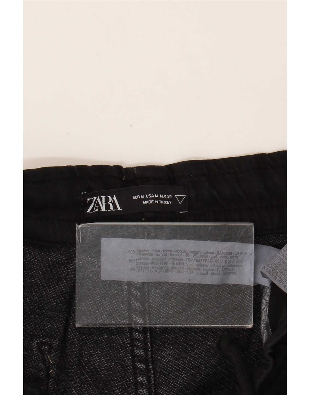 Pantalon De Survêtement Zara Homme Joggers Coton Noir Moyen