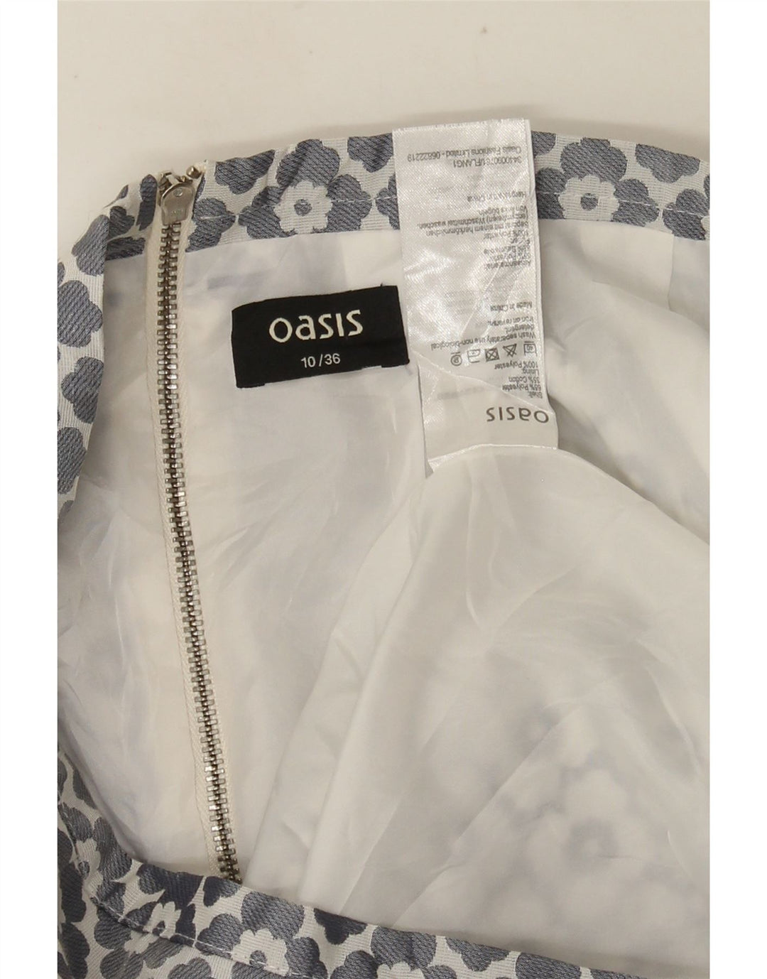 Oasis Mini-jupe femme UK 10 Small W28 Gris Floral Polyester