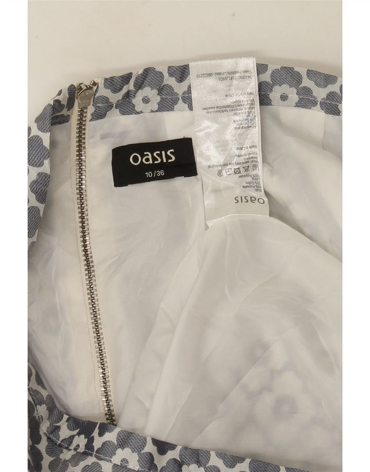 Oasis Mini-jupe femme UK 10 Small W28 Gris Floral Polyester