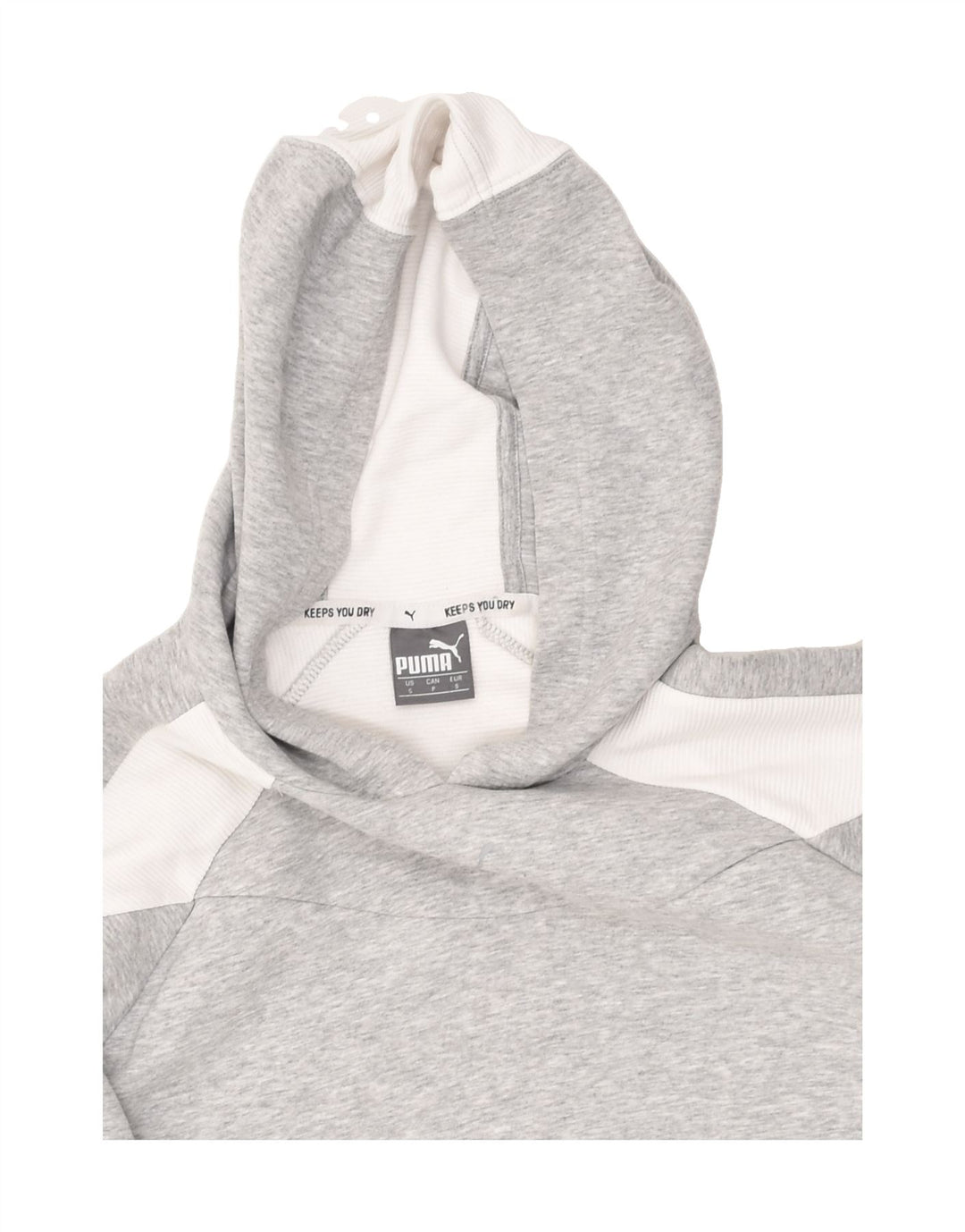 PUMA Womens Crop Hoodie Jumper UK 10 Small Grey | Vintage Puma | Thrift | Second-Hand Puma | Used Clothing | Messina Hembry 