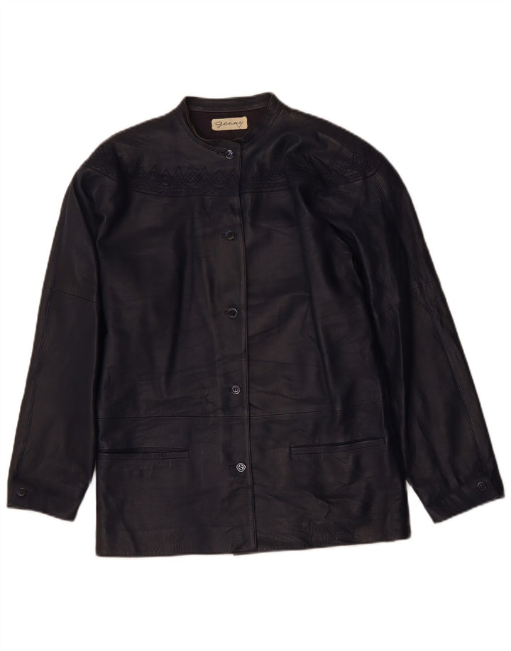 GENNY Veste en cuir surdimensionnée pour femme EU 34 XS Bleu marine