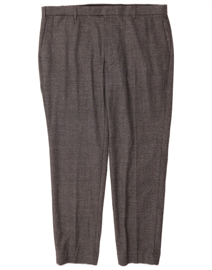 Marks & Spencer Pantalon de costume droit coupe ajustée pour homme W40 L31 Gris à carreaux