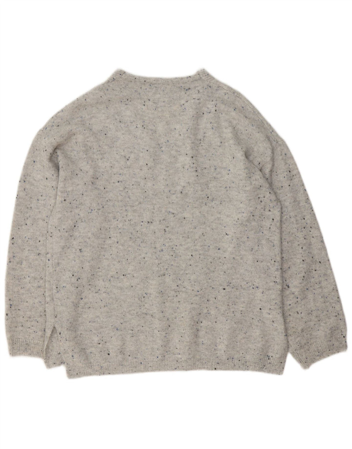 Marks & Spencer Pull col en V pour femme UK 14 Gris moyen moucheté