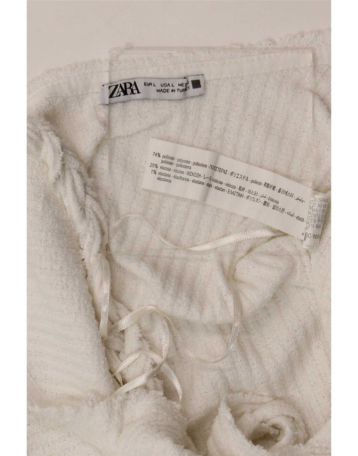 Zara Robe droite sans manches pour femme UK 14 Large Polyester Blanc
