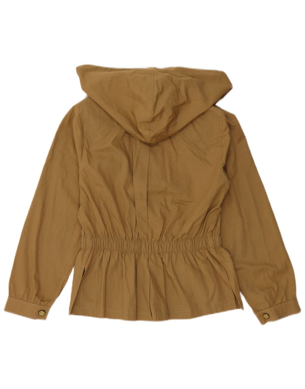 VINTAGE Femme 4 Boutons Veste Blazer à capuche Taille 6 2XS Coton Marron