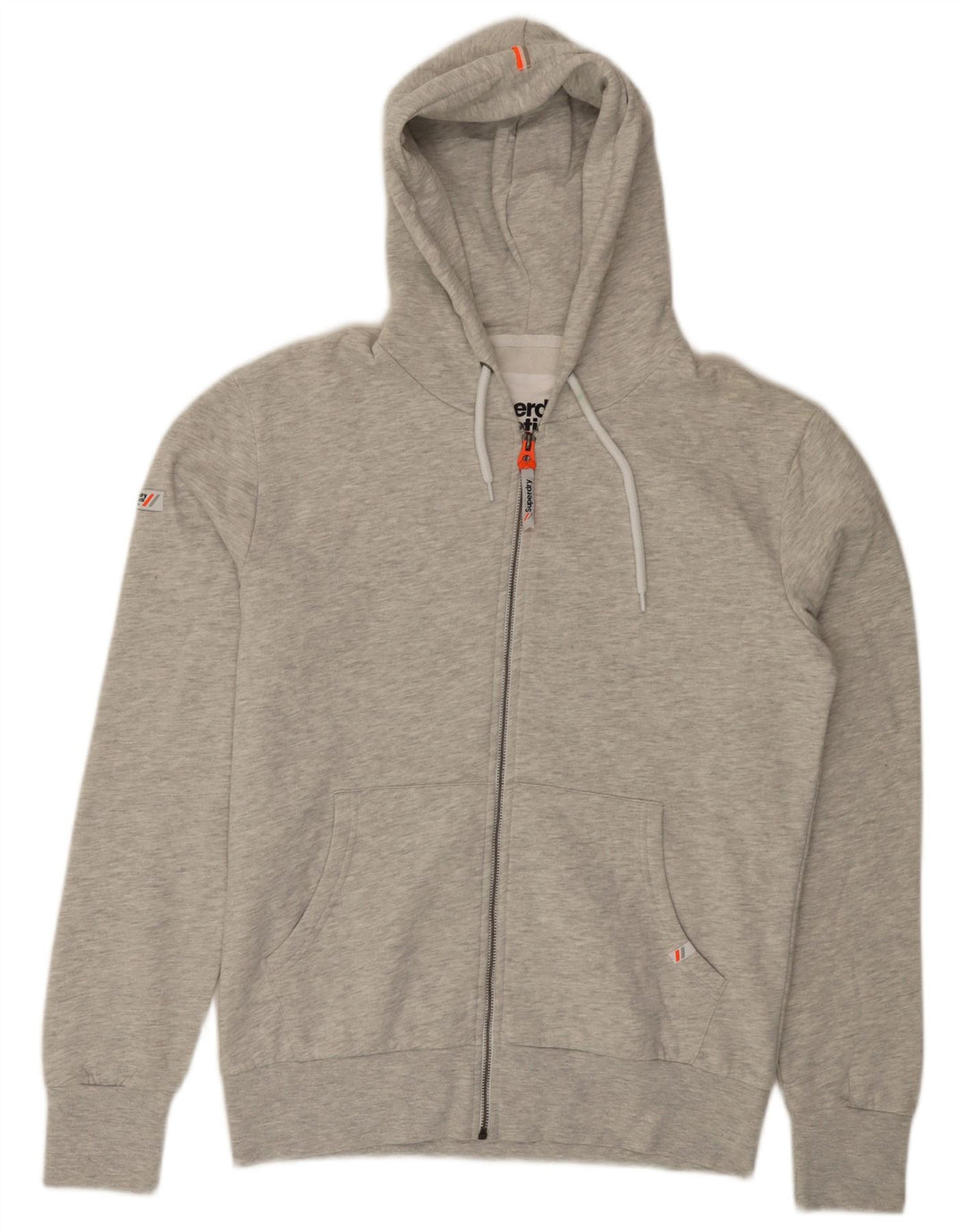 SUPERDRY Pull à capuche zippé pour homme en coton moucheté gris grand
