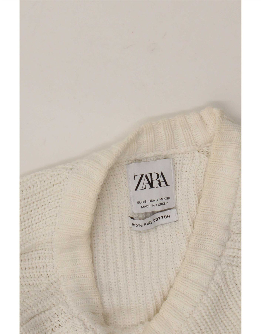 Zara Pull à col rond pour homme Petit coton blanc