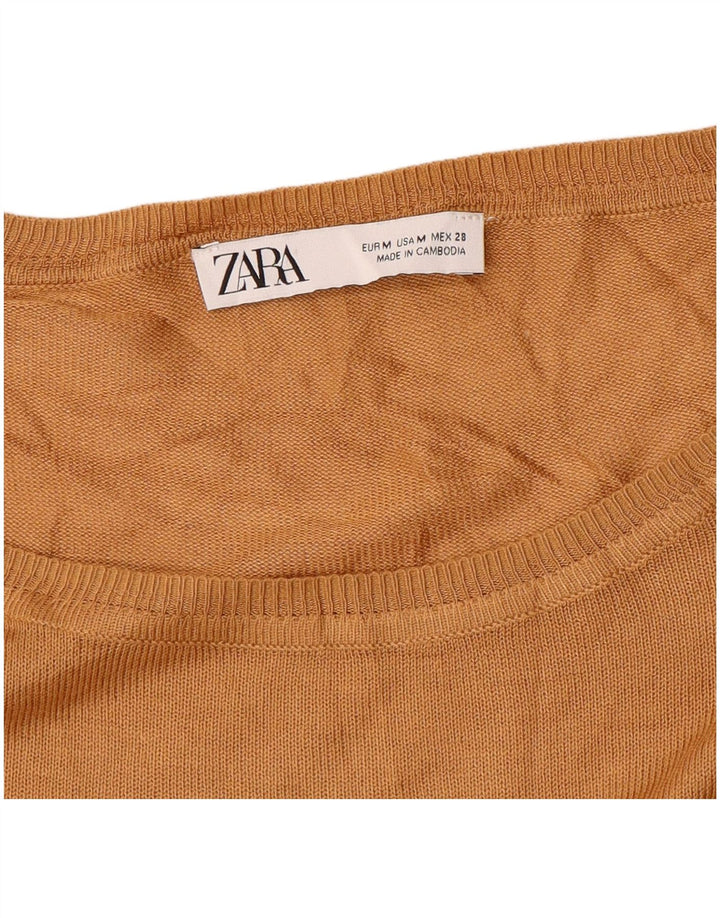 Zara Pull surdimensionné à col bateau pour femme UK 14 Jaune moyen