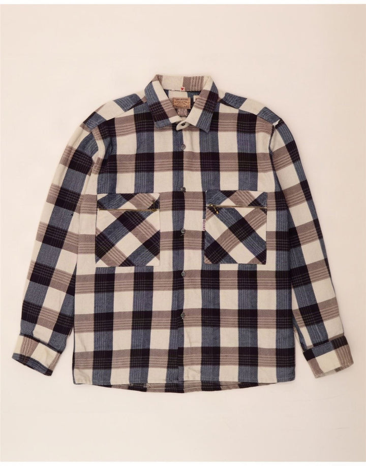 Chemise en flanelle vintage pour homme à carreaux multicolores moyens