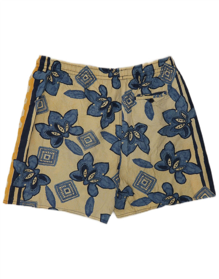 VINTAGE Short de Bain Homme XL Bleu Géométrique Coton