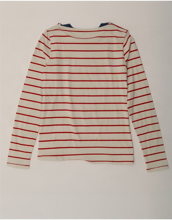 Lacoste Femme Top Manches Longues Taille 38 Moyen Off White Rayé Coton