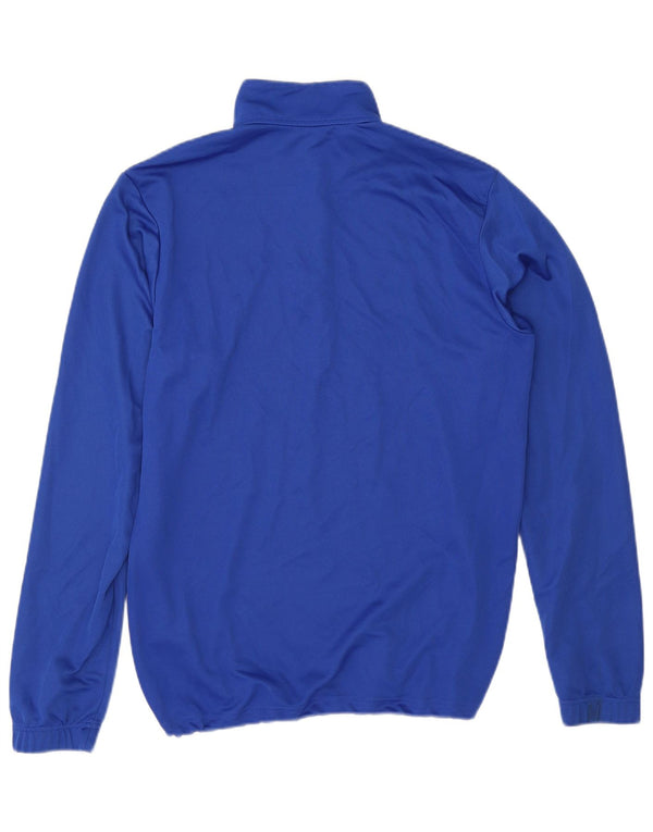 Adidas Mens Leeds United FC Zip Neck Graphic Top Manches Longues Bleu Moyen