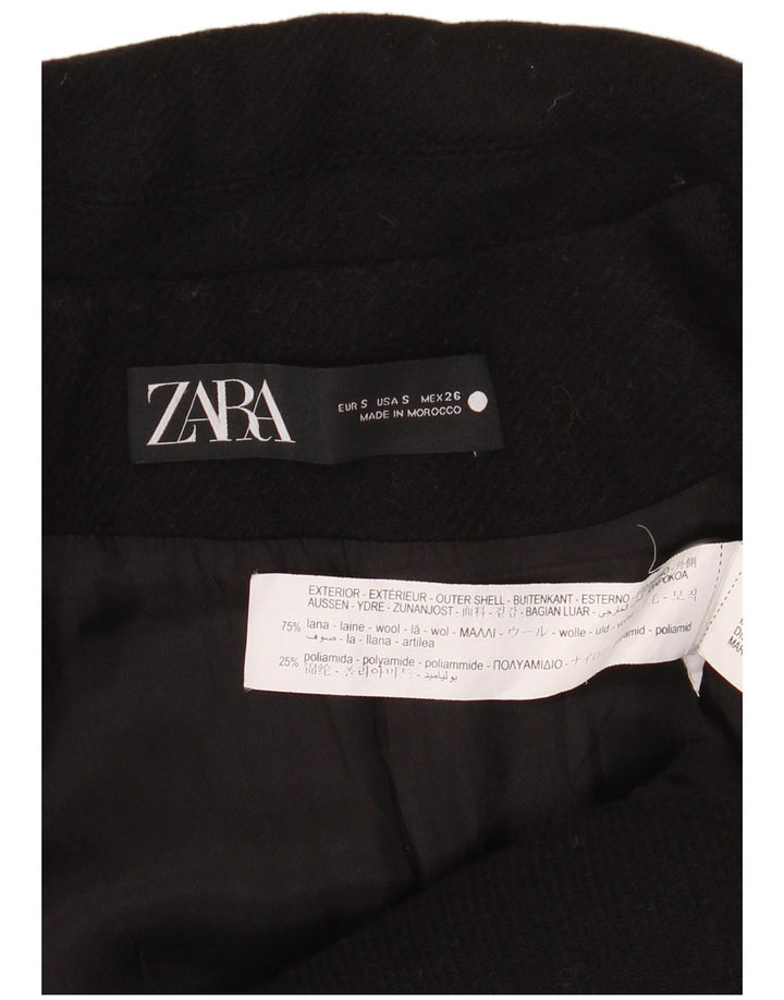 Zara Femme Pardessus UK 10 Petite Laine Noire