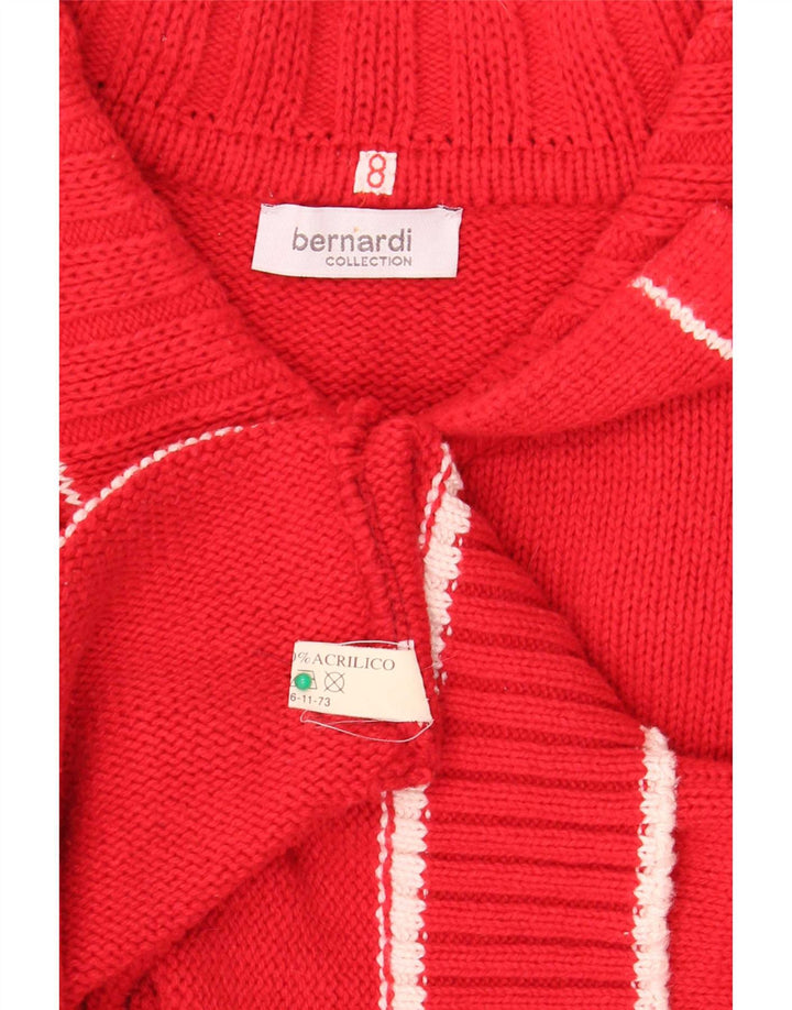 Bernardi Womens Graphic Full Zip Cardigan Pull US 8 Coton Rouge Moyen