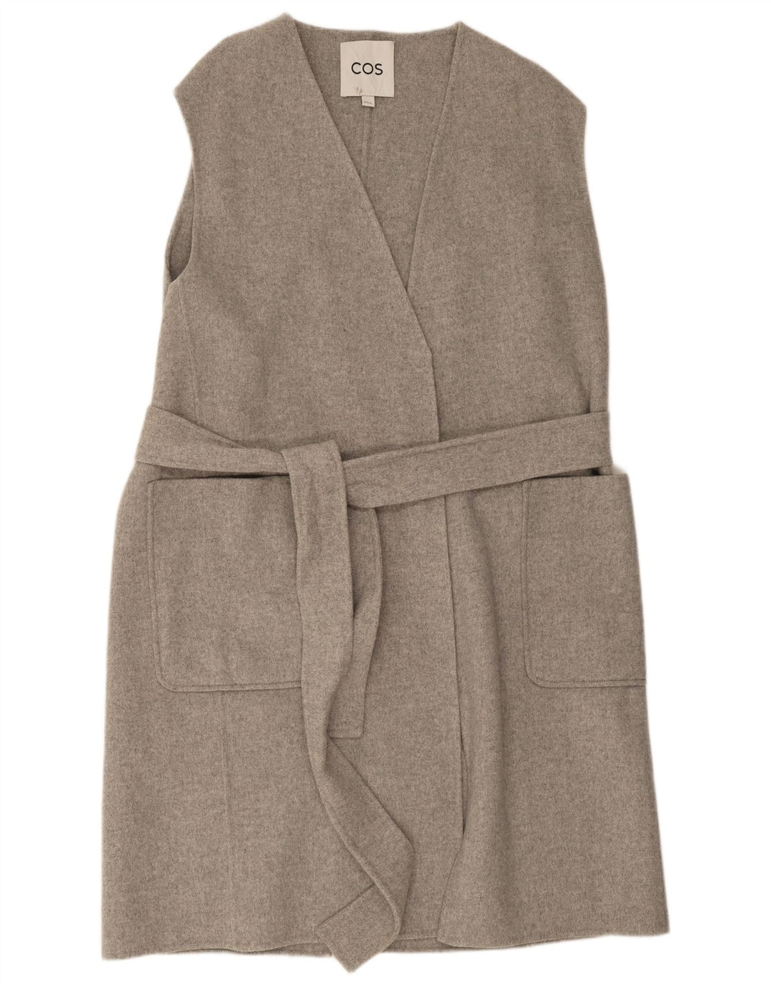 Cos Gilet Long Oversize Femme UK 44 Laine Gris Moyen