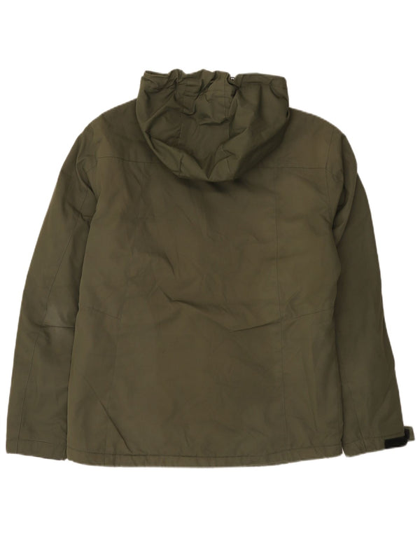 Jack & Jones Veste coupe-vent à capuche pour homme UK 40 Large Kaki Colourblock