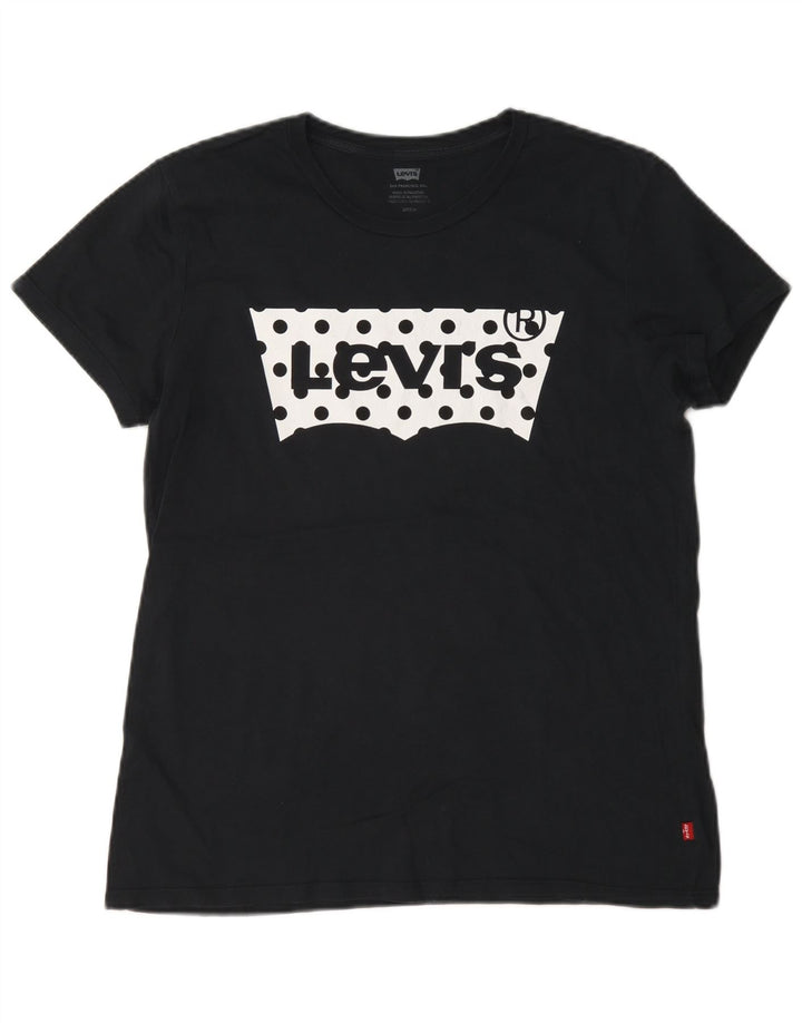 Levi's T-shirt graphique surdimensionné pour femme UK 10 Small Noir