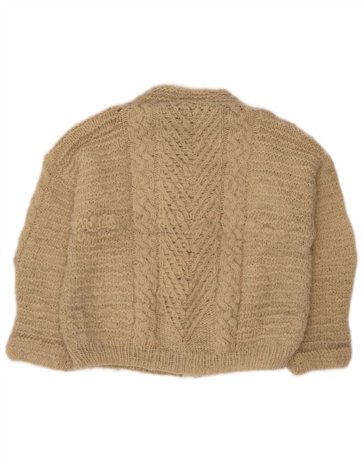 VINTAGE Pull Cardigan Ouvert Femme UK 18 XL Beige