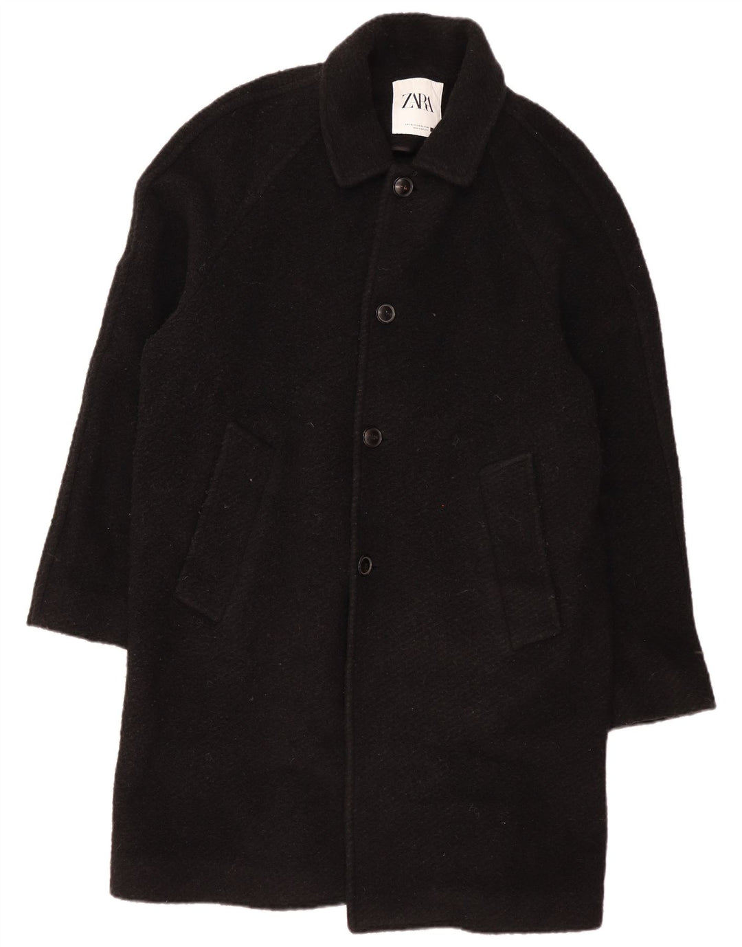 Zara Manteau Homme UK 40 Large Laine Noire