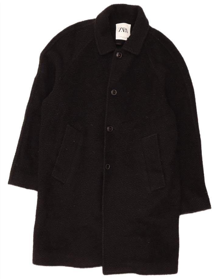 Zara Manteau Homme UK 40 Large Laine Noire