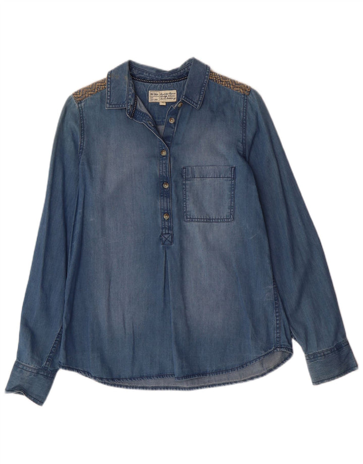 Fat Face Chemise pull en jean pour femme UK 12 Bleu moyen Coton Bohème