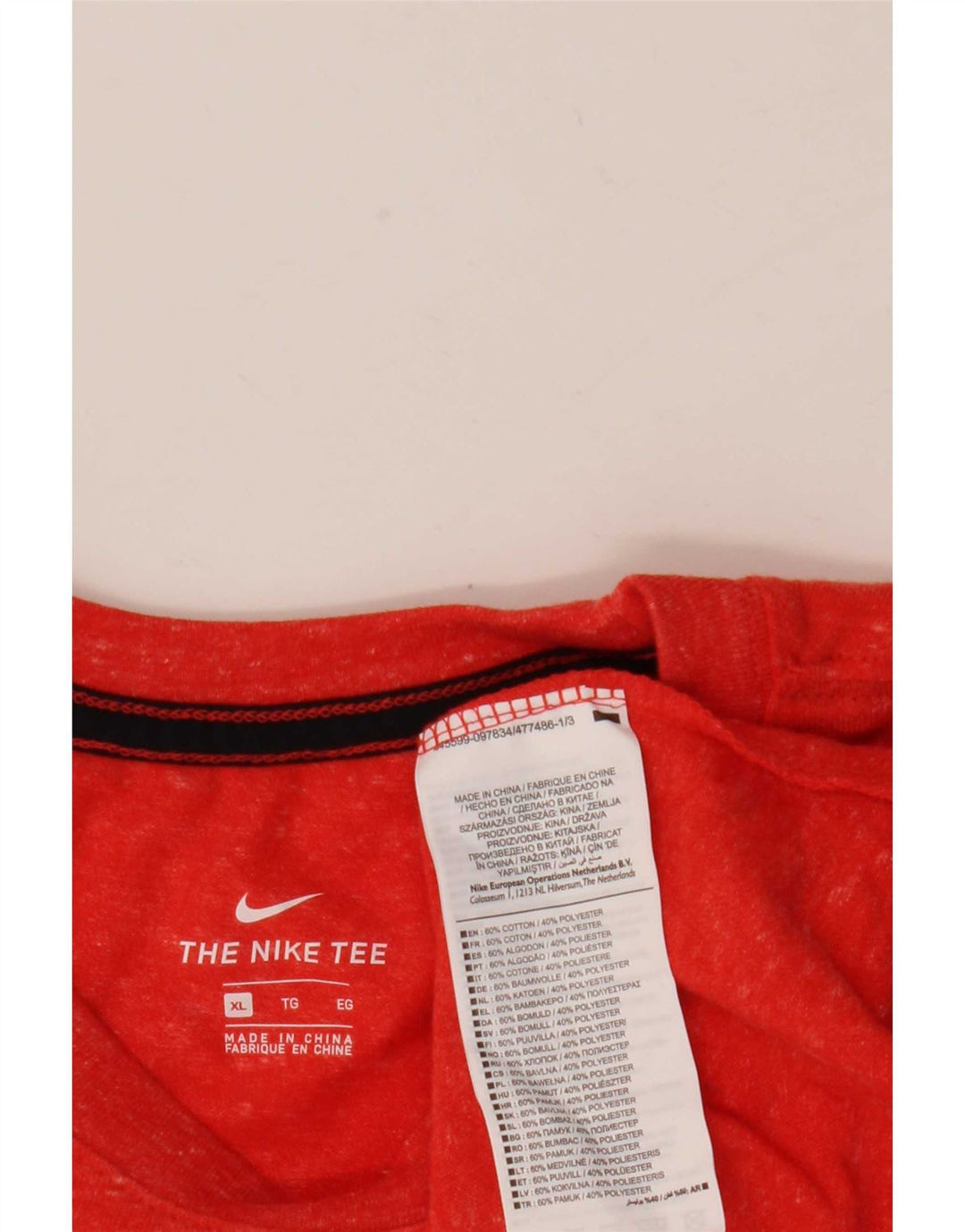 Nike T-Shirt Homme Top XL Rouge Moucheté Coton