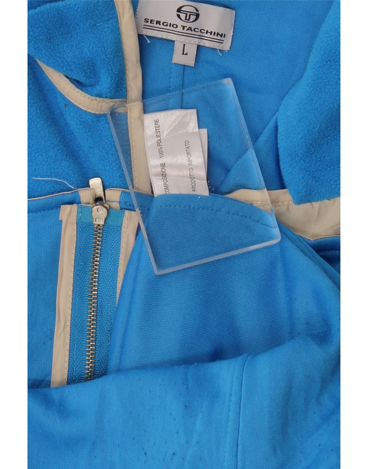 SERGIO TACCHINI Veste Polaire Femme UK 14 Grand Bleu Rayé Polyester