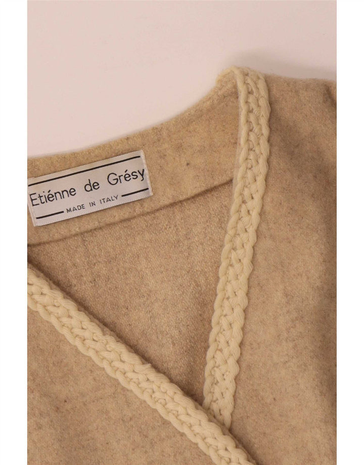 Vintage Gilet Femme UK 14 Laine Beige Moyen