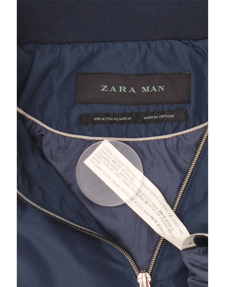 Zara Veste bomber à capuche pour homme UK 38 Bleu marine moyen Polyester